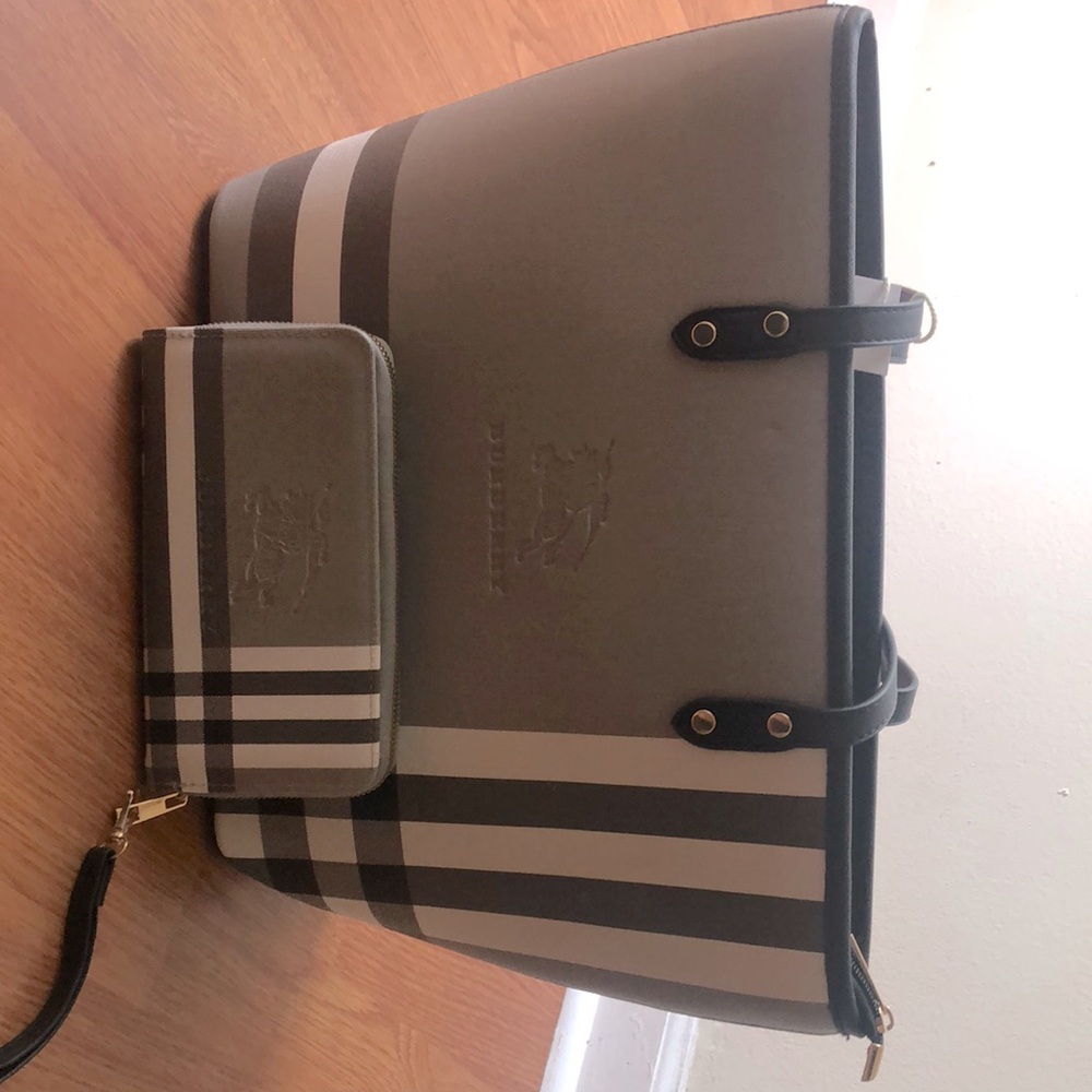 Grey Black White Handbag set